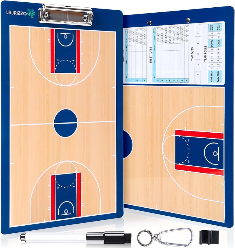 lrjrizzo Basketball Dry Erase Coaches Clipboard, Basketball Clipboard for Coaches Double-Sided Basketball White Board for Coaches Writable and Erasable Basketball Dry Erase Board for Coaches Gift - Image 1